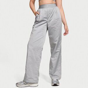Victorias Secret VSX Lux Wide Leg Pants Small Satin Look Metallic Silver Glossy